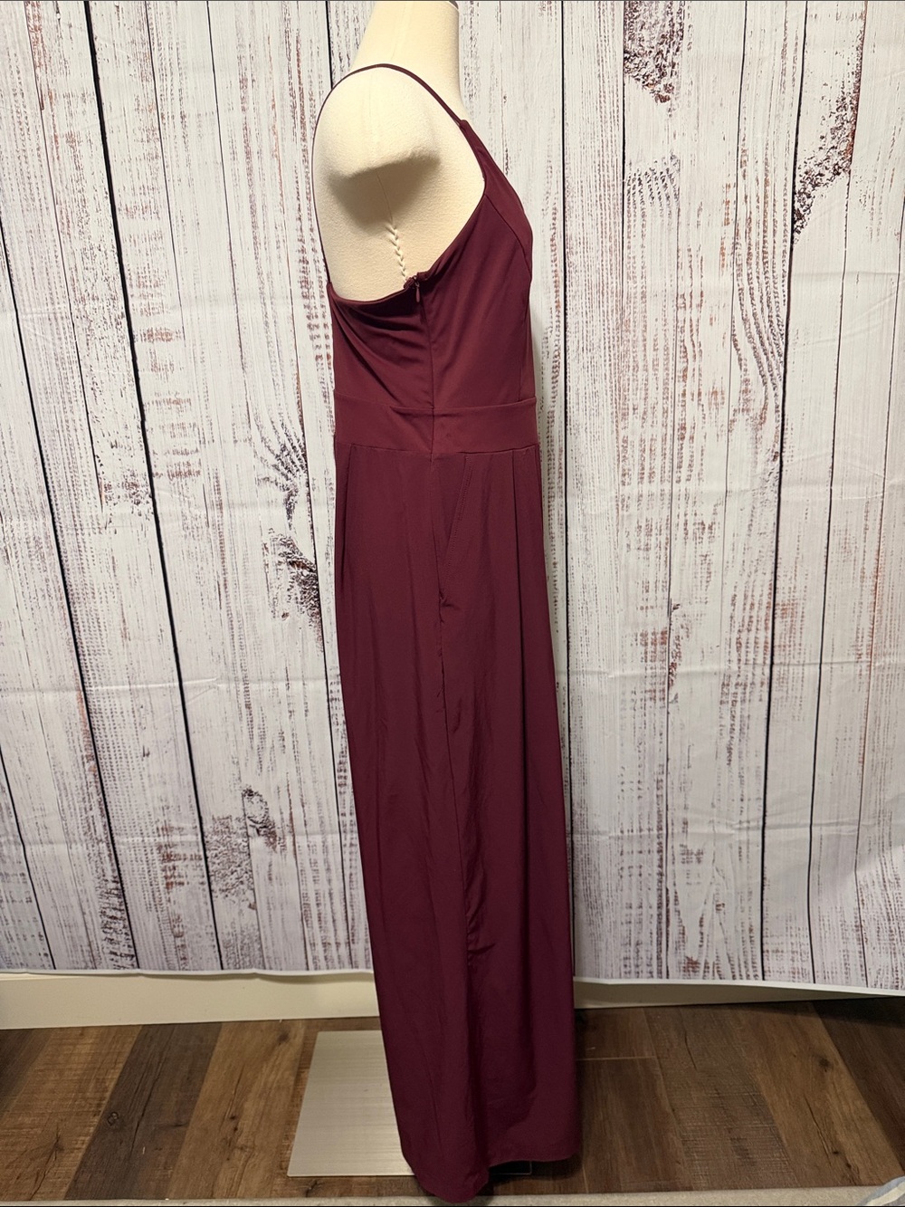 HALARA Wine Red Spaghetti-Strap Wide Leg Jumpsuit - Picture 2 of 8
